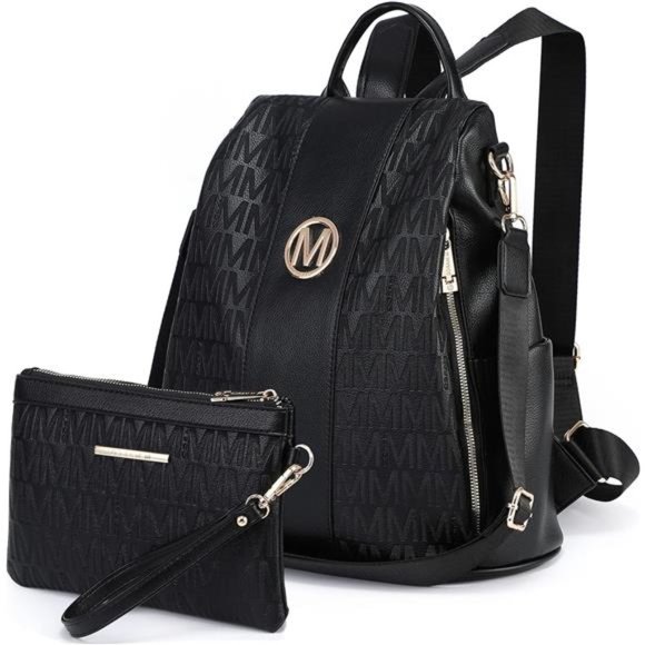 Women\'s Backpack Purse Multi Pockets Anti-Theft Rucksack Handbag Set 2pcs